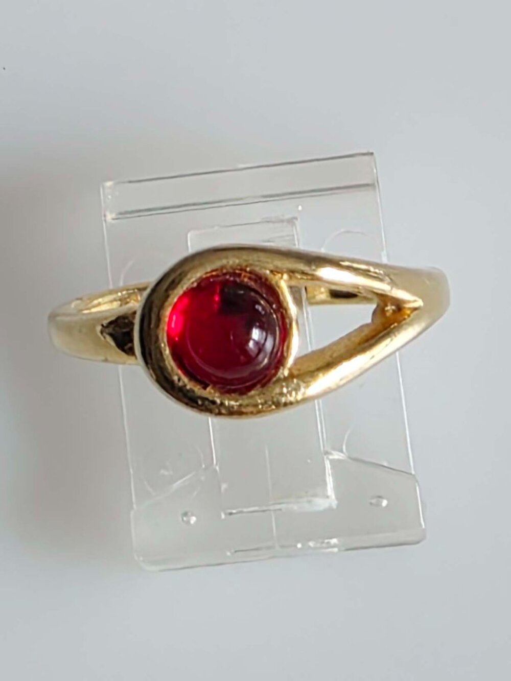 Vintage Crystal Gold-Plated Signed M Ring